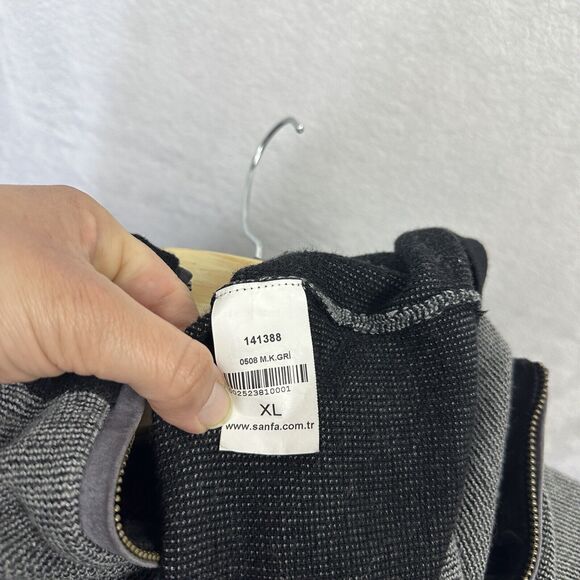 Enrico Rossini Wool Blend 1/4 Quarter Zip Men’s XL Sweater Elbow Patches Gray - Picture 4 of 16